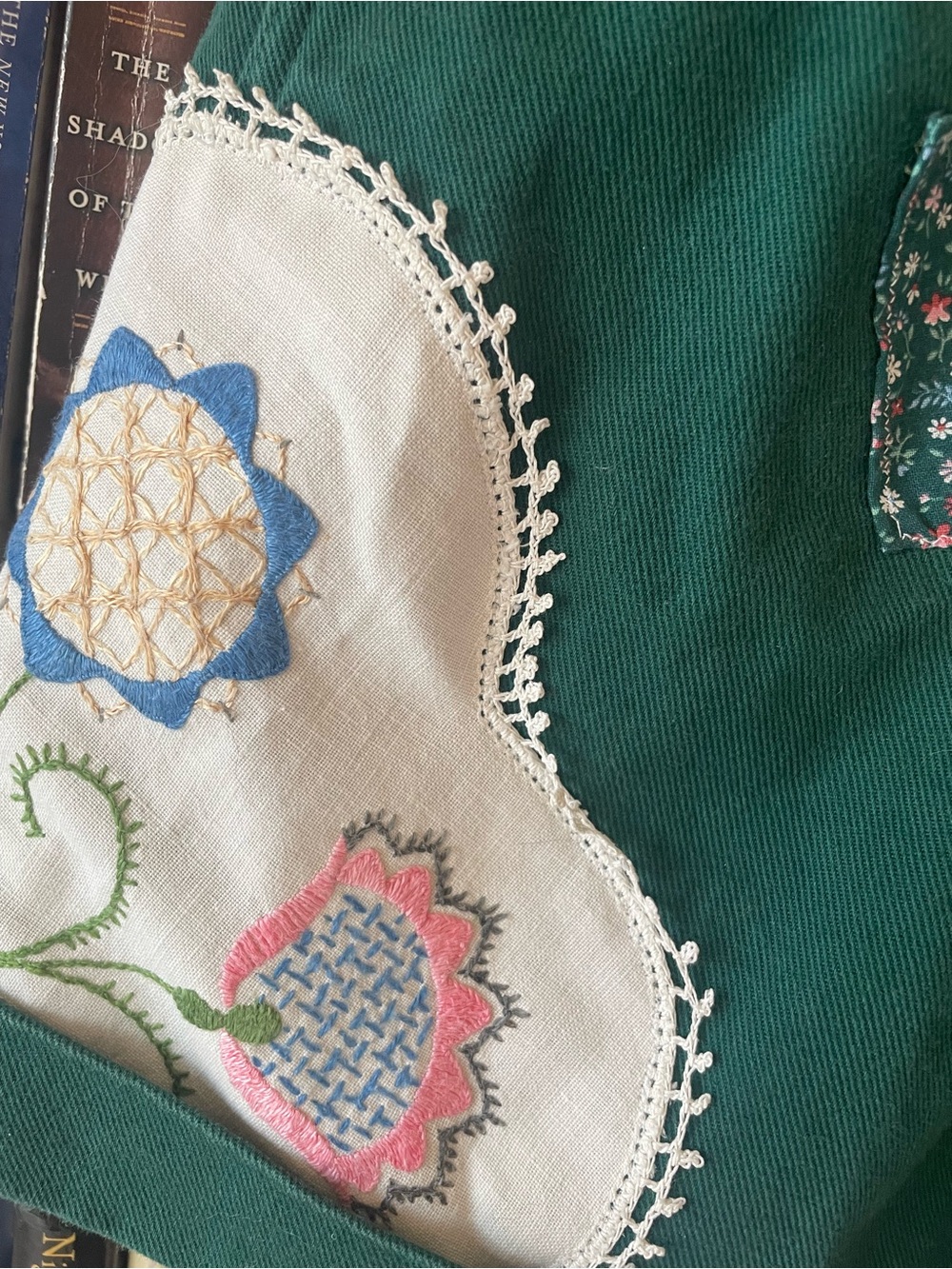 Vintage dark green Jennifer Moore cottagecore patchwork upcycled shorts - Picture 16 of 16